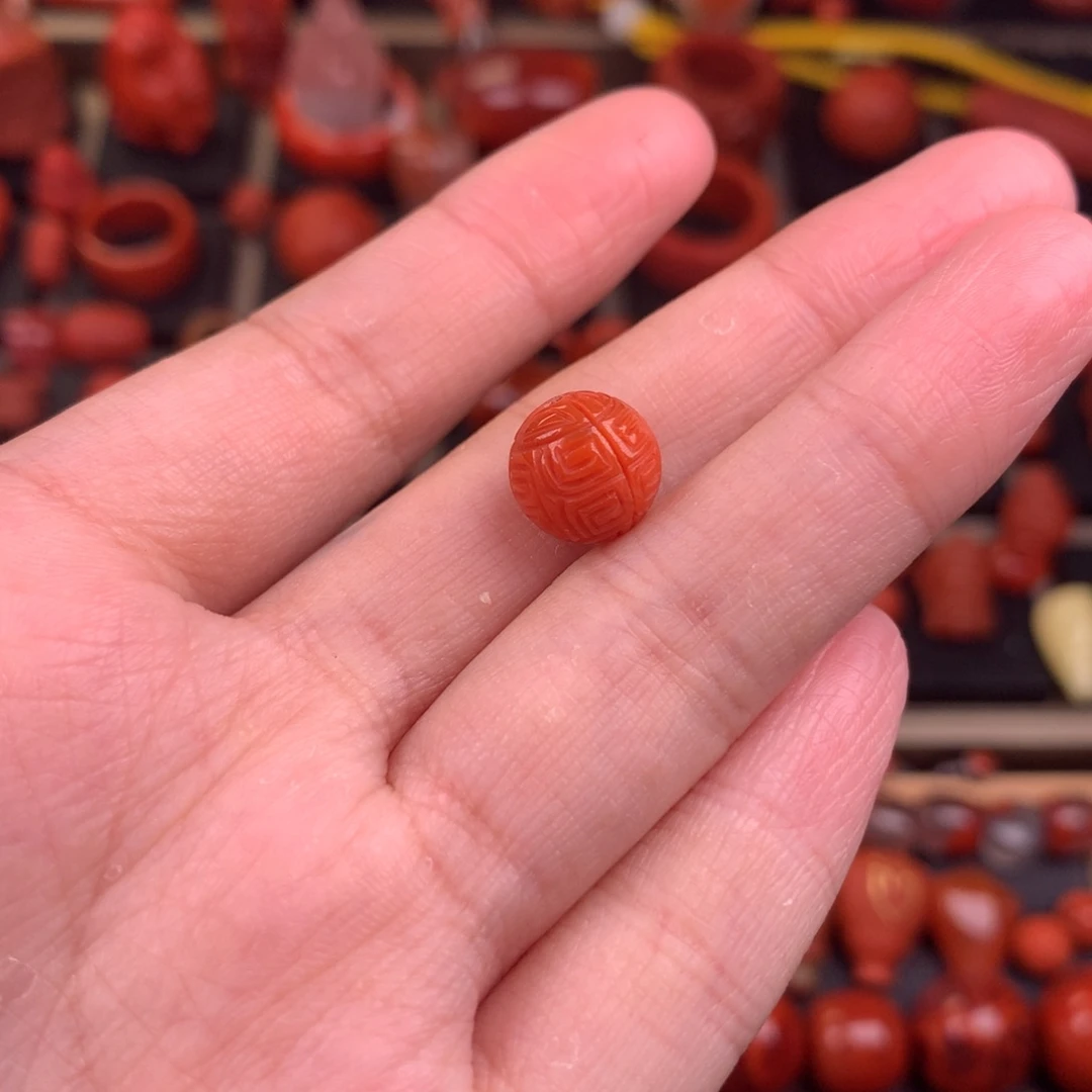 南红玛瑙未镶嵌回纹圆珠9+