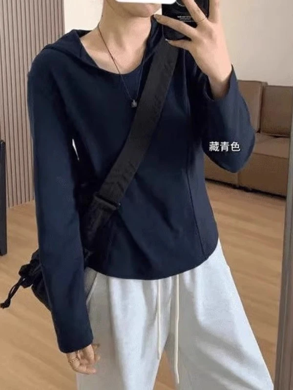 大码胖mm韩版正肩鱼骨线连帽长袖卫衣女秋季新款别致宽松显瘦上衣