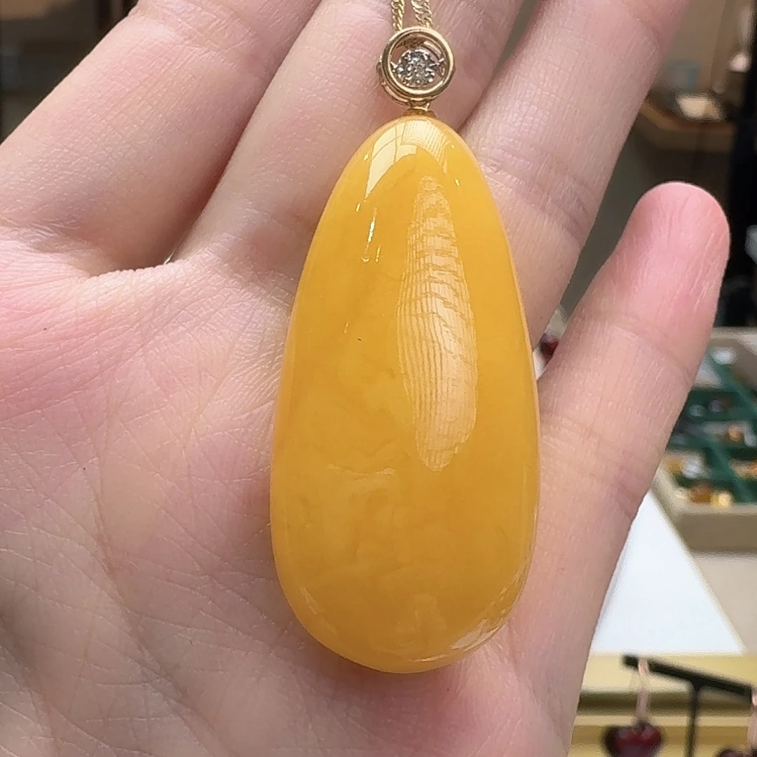 琥珀未镶嵌耳饰吊坠