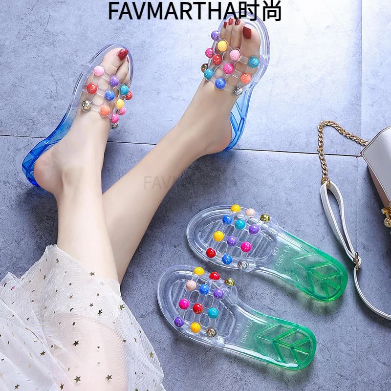 儿童拖鞋男夏亲子鞋卡通小孩水晶透明软底沙滩外穿防滑亲子凉拖女