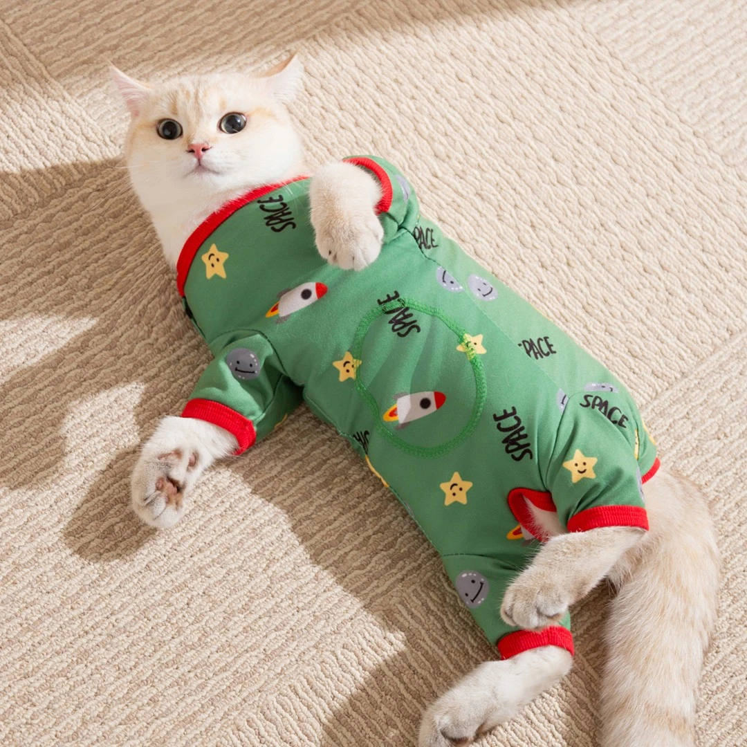 宠物猫咪衣服可爱满印探索宇宙四脚包肚衣布偶家居服保暖衣服6241