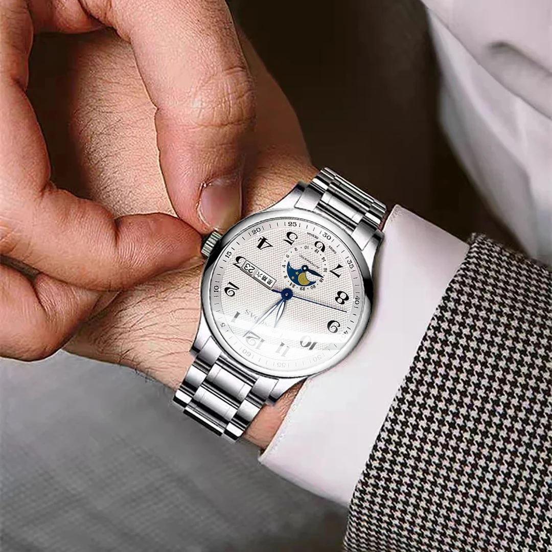 【三年只换不修五年质保】经典百年月相名匠系列高奢男士全盘夜光J