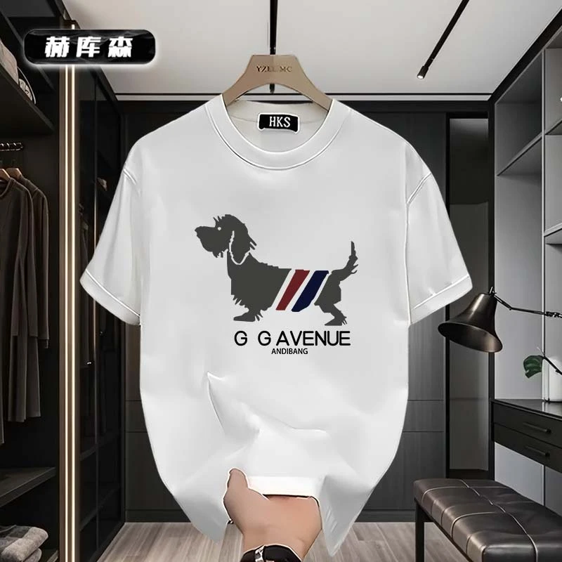 赫库森美式重磅纯棉短袖T恤男2025夏季新款图案设计圆领宽松半袖