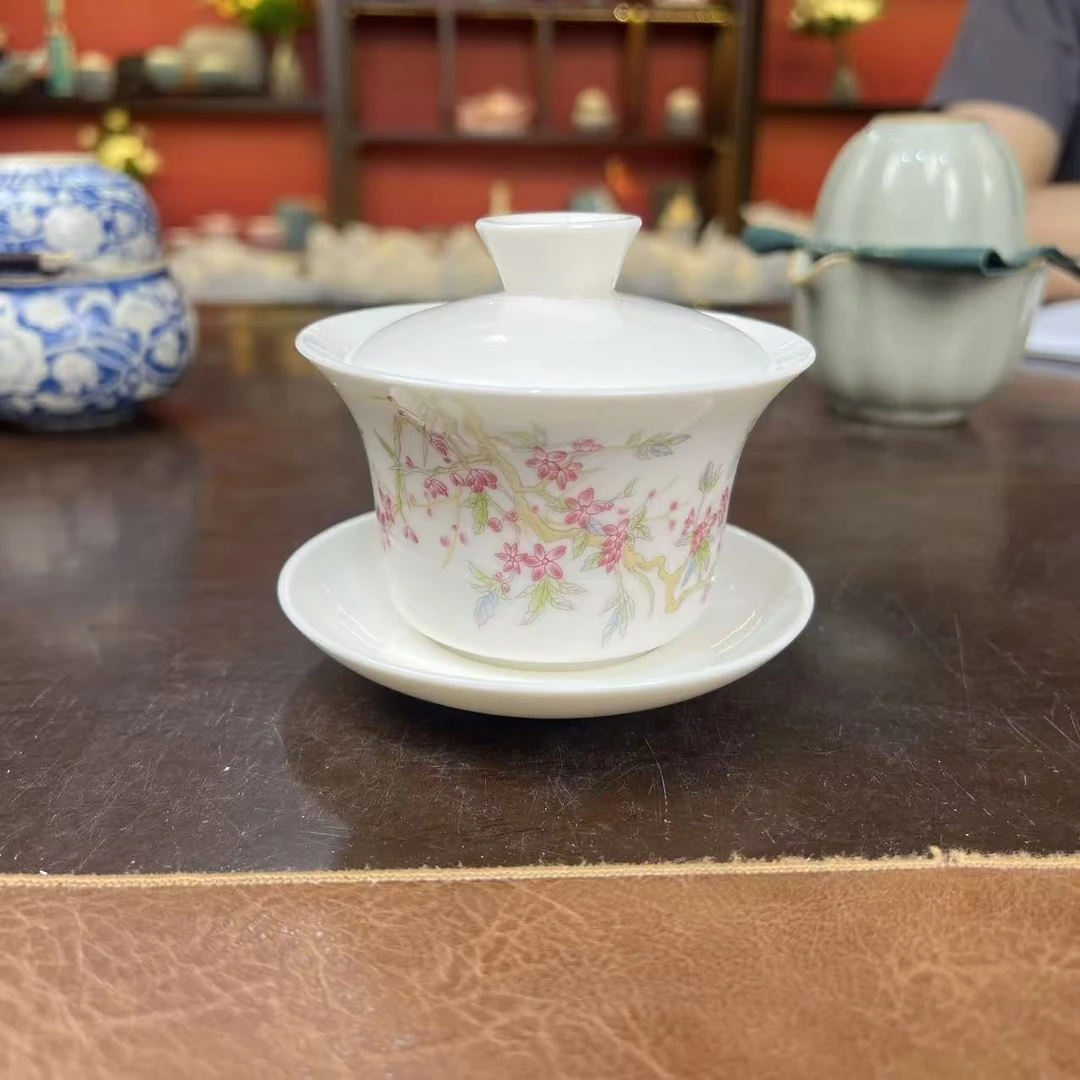 紫藤花悬停三才盖碗