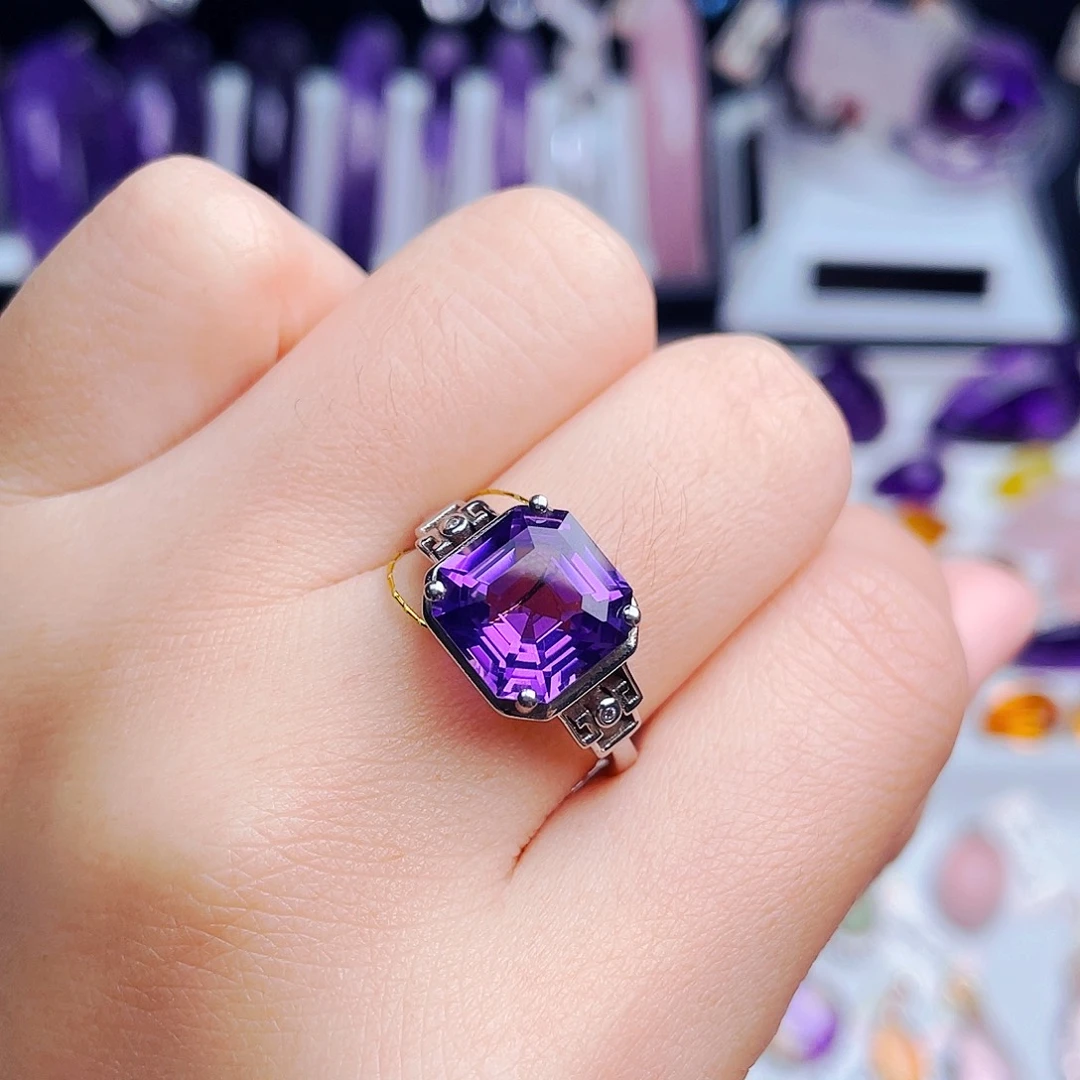 银S925镶嵌戒指紫晶天然保真