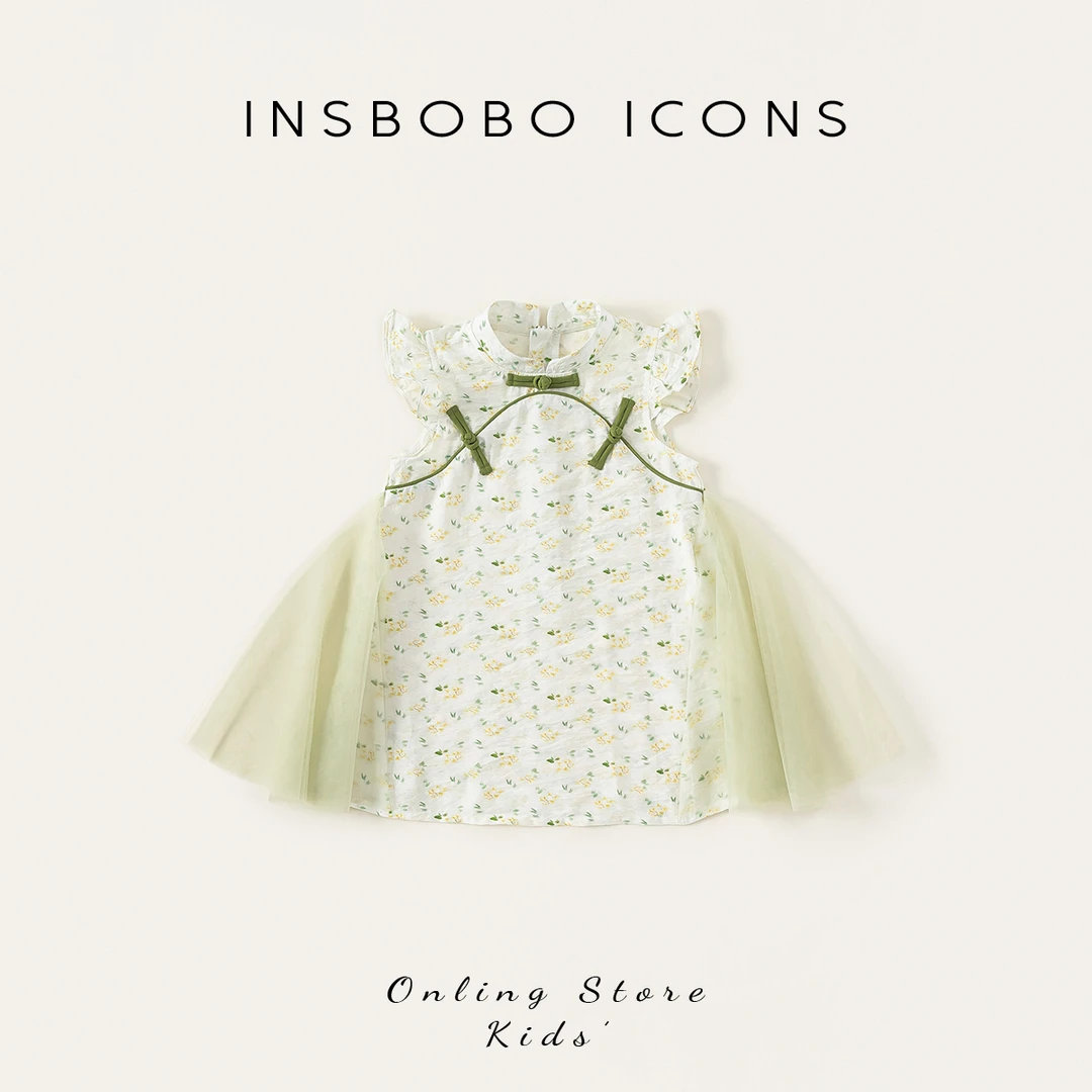 XQ25132【夏】儿童裙子（小飞袖立领唐装）