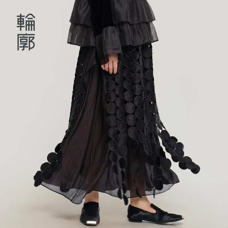 轮廓玄晖半身裙中式镂空绣拼接原创设计半裙女洋气休闲装L251Q002