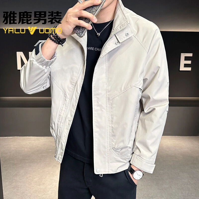 雅鹿男装2025新款工装外套男士春秋简约百搭青年上衣休闲夹克