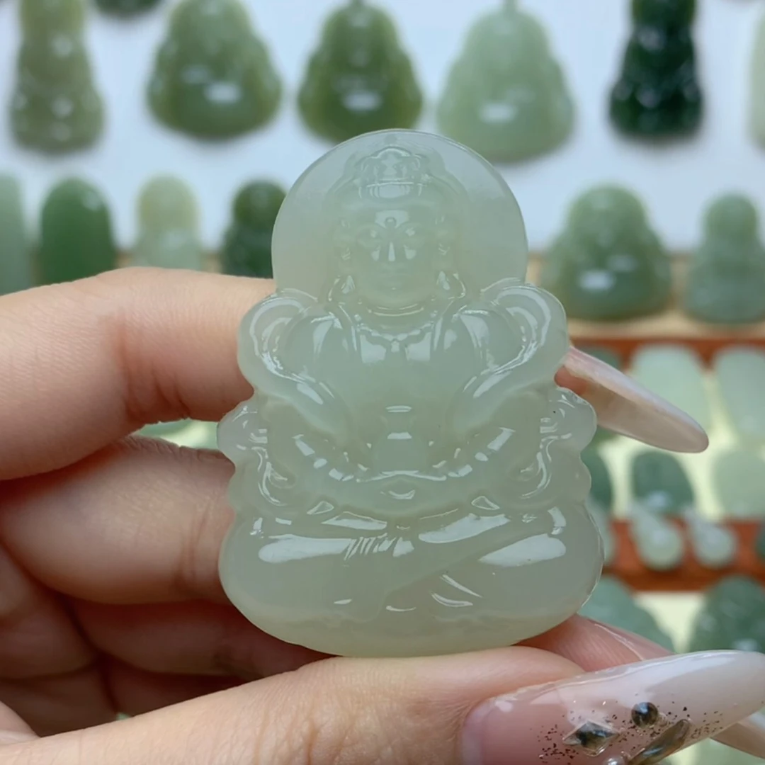 天然和田玉精品飘带观音吊坠挂件