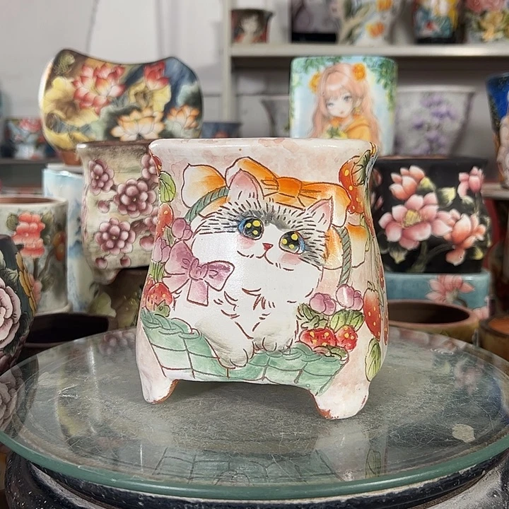 满38包邮 景德镇幸运花盆