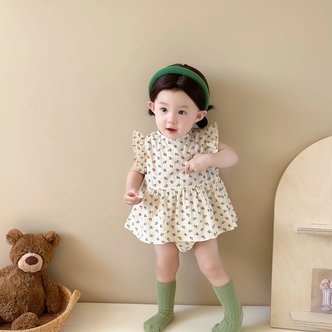 婴儿连体衣ins夏款韩版婴幼儿童碎花包屁哈衣裙夏季薄款6948