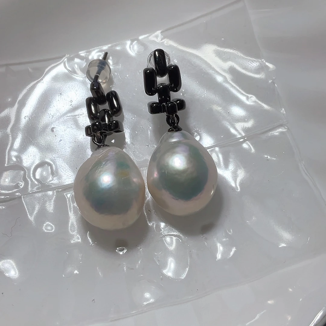 银S925镶嵌淡水珍珠耳饰