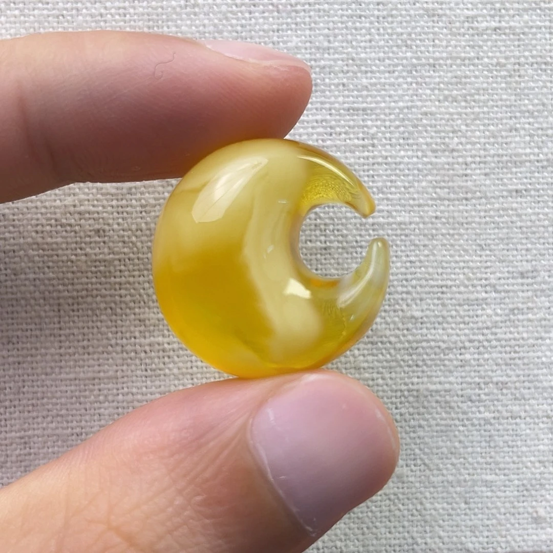 我***）琥珀未镶嵌珠宝奇石月亮