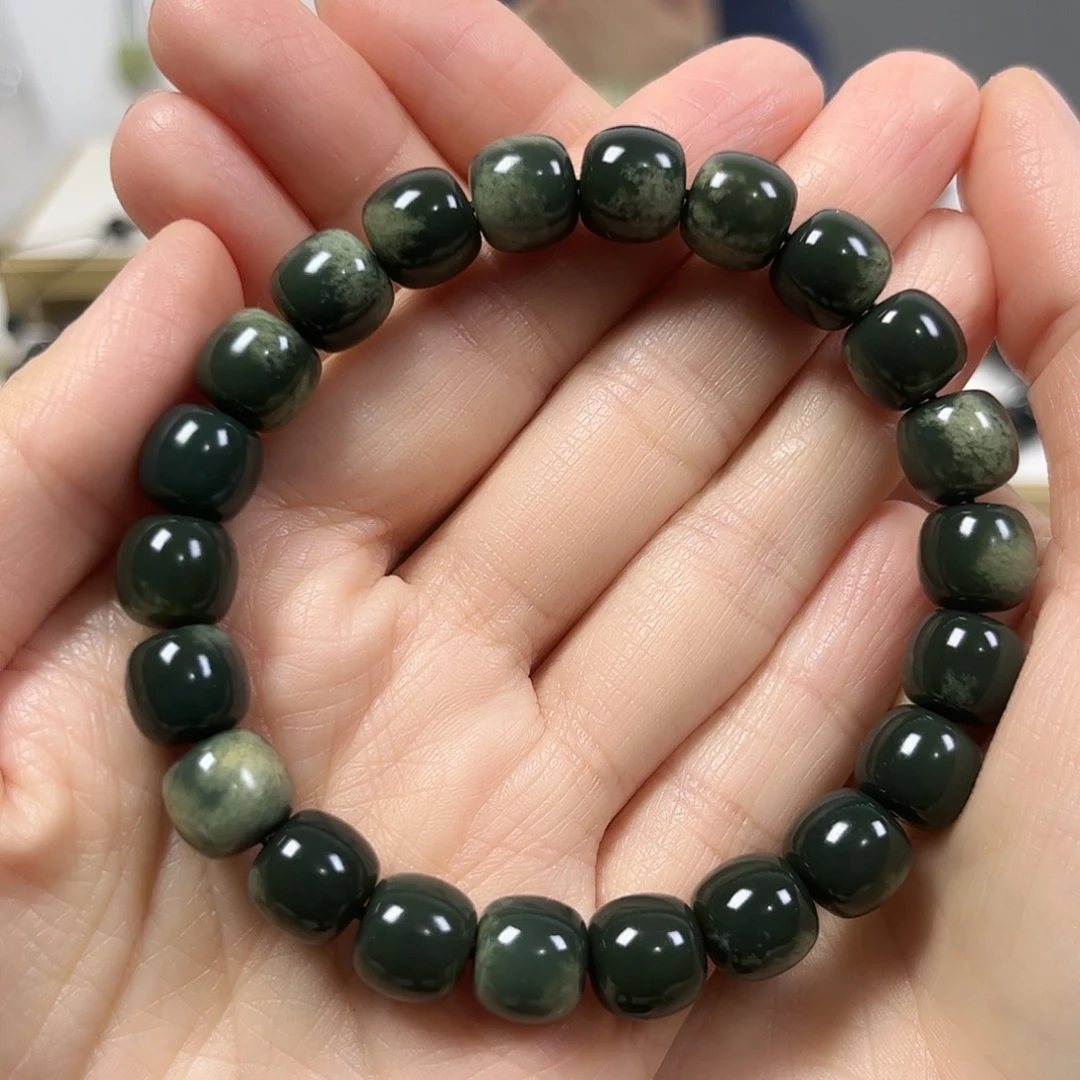 和田玉未镶嵌手串卡10老形珠珠宝级货头