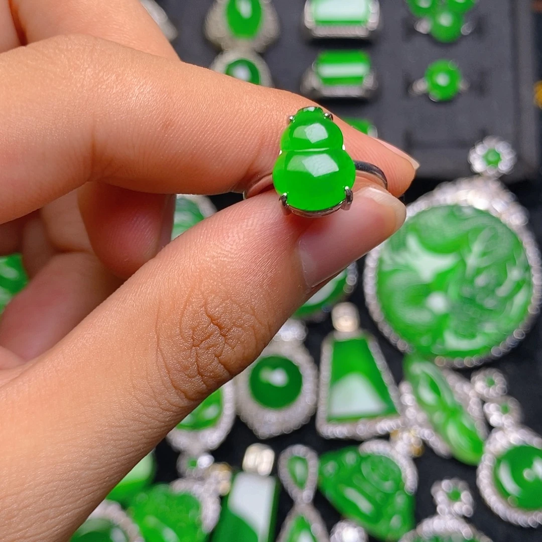 翡翠银S925镶嵌戒指戒指