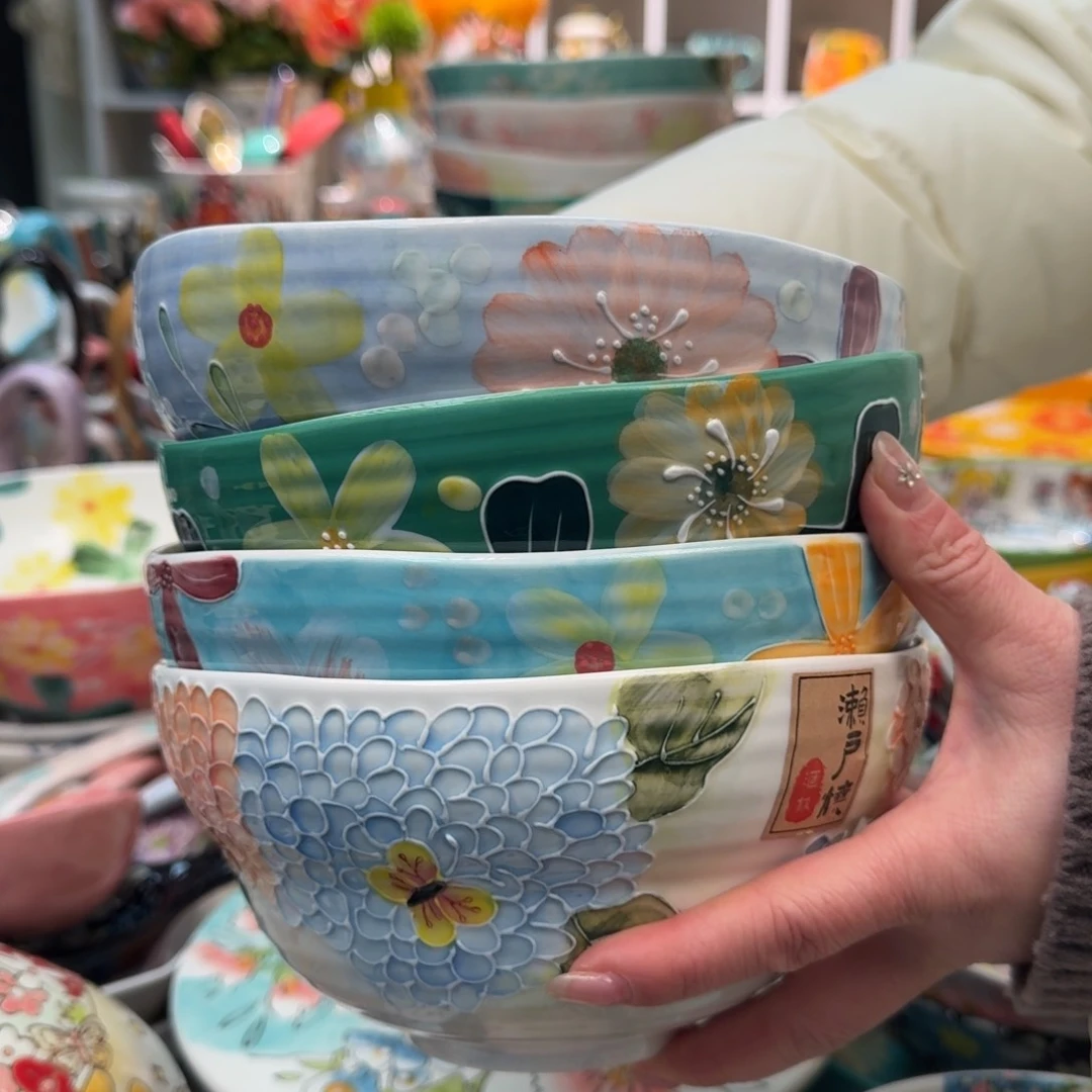 瓷片濑户烧7英寸葫芦面碗4只，看图