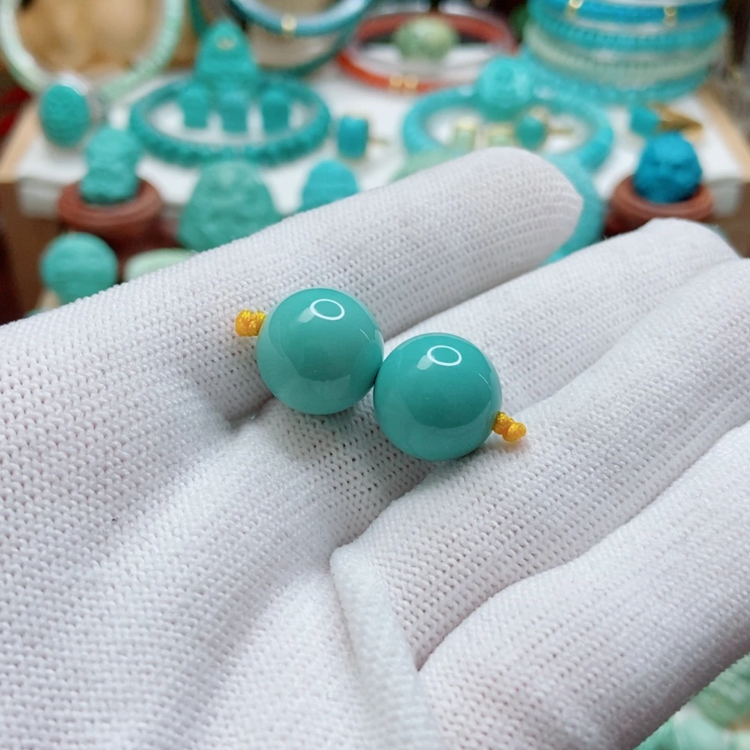 绿松石未镶嵌对珠13.5mm