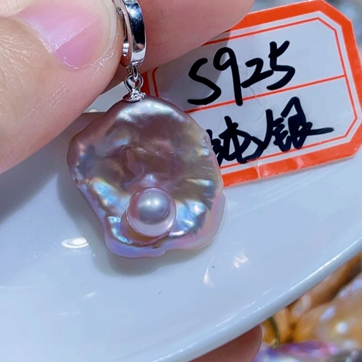 淡水珍珠银S925镶嵌颈饰