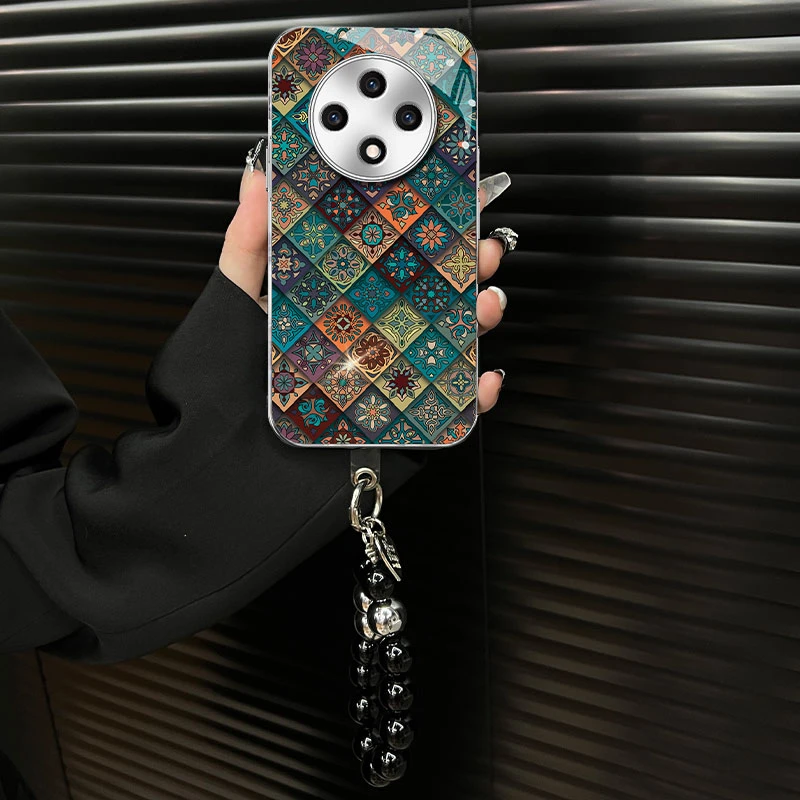 适用【oppoa3pro】玻璃壳五彩图腾ins风网红创意个性防摔手机壳女款