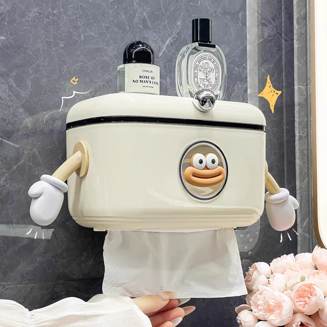 纸巾盒抽纸盒卫生间卷纸筒盒多功能壁挂式收纳盒洗脸巾收纳盒升降