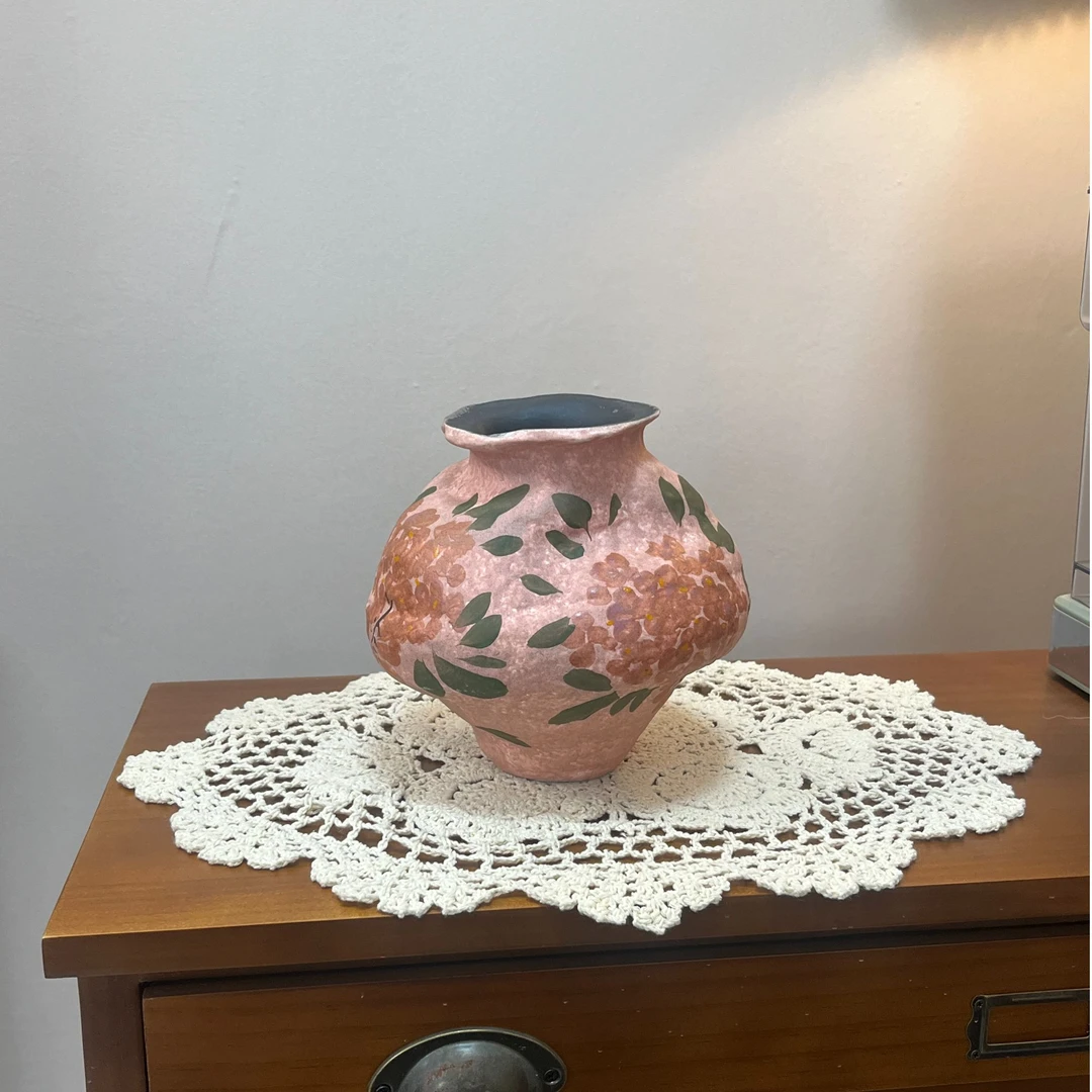 淳也-浅粉绣球陶瓷花瓶 SG376-107（高17 口9 肚18）