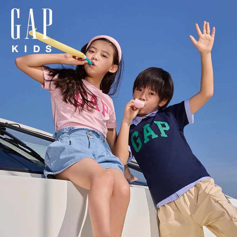 Gap【大小童同款】男女童2025大童t恤夏季新款圆领纯棉短袖835287