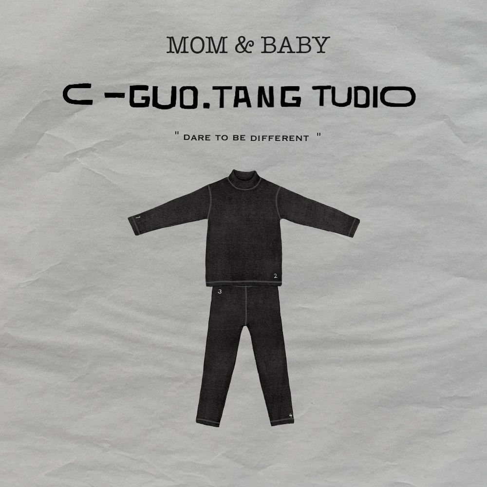 C-Guo.Tang Studio温暖软绒绒一体贴身舒服儿童家居套装分开也美