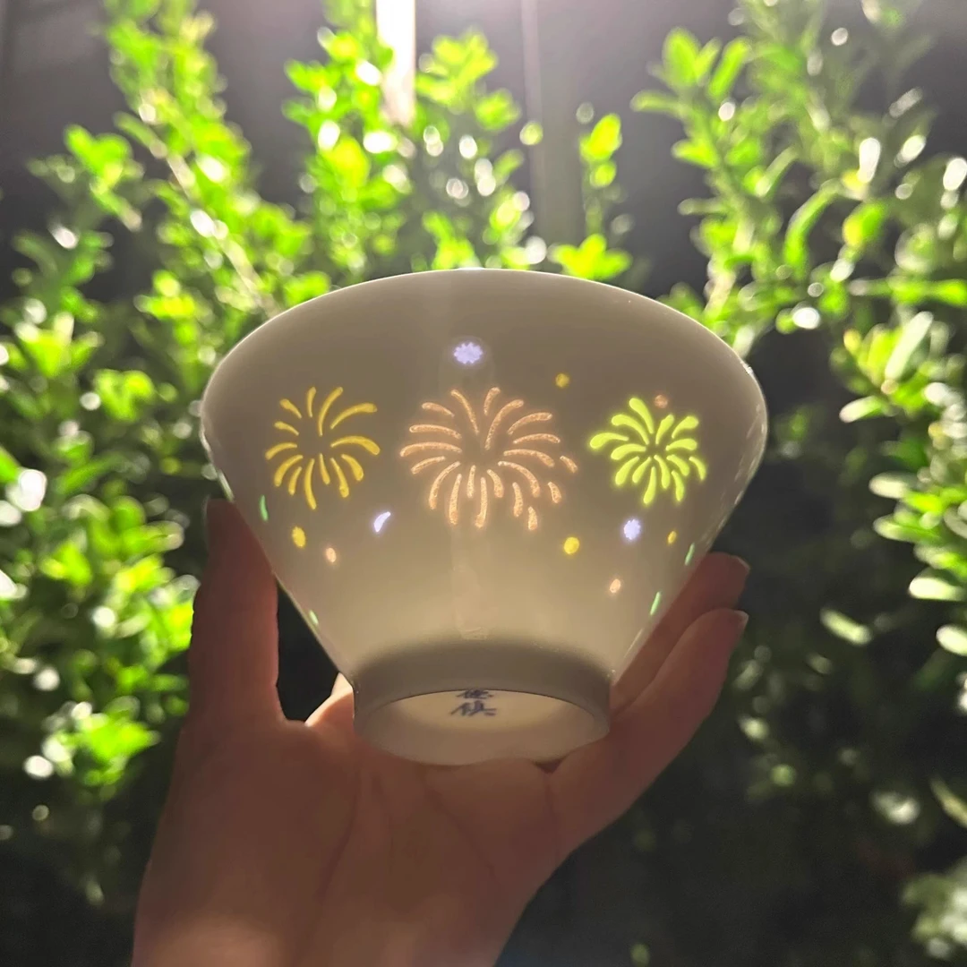 景德镇梦幻烟花图案白色陶瓷水杯创意设计感居家杯具高颜值伴手礼