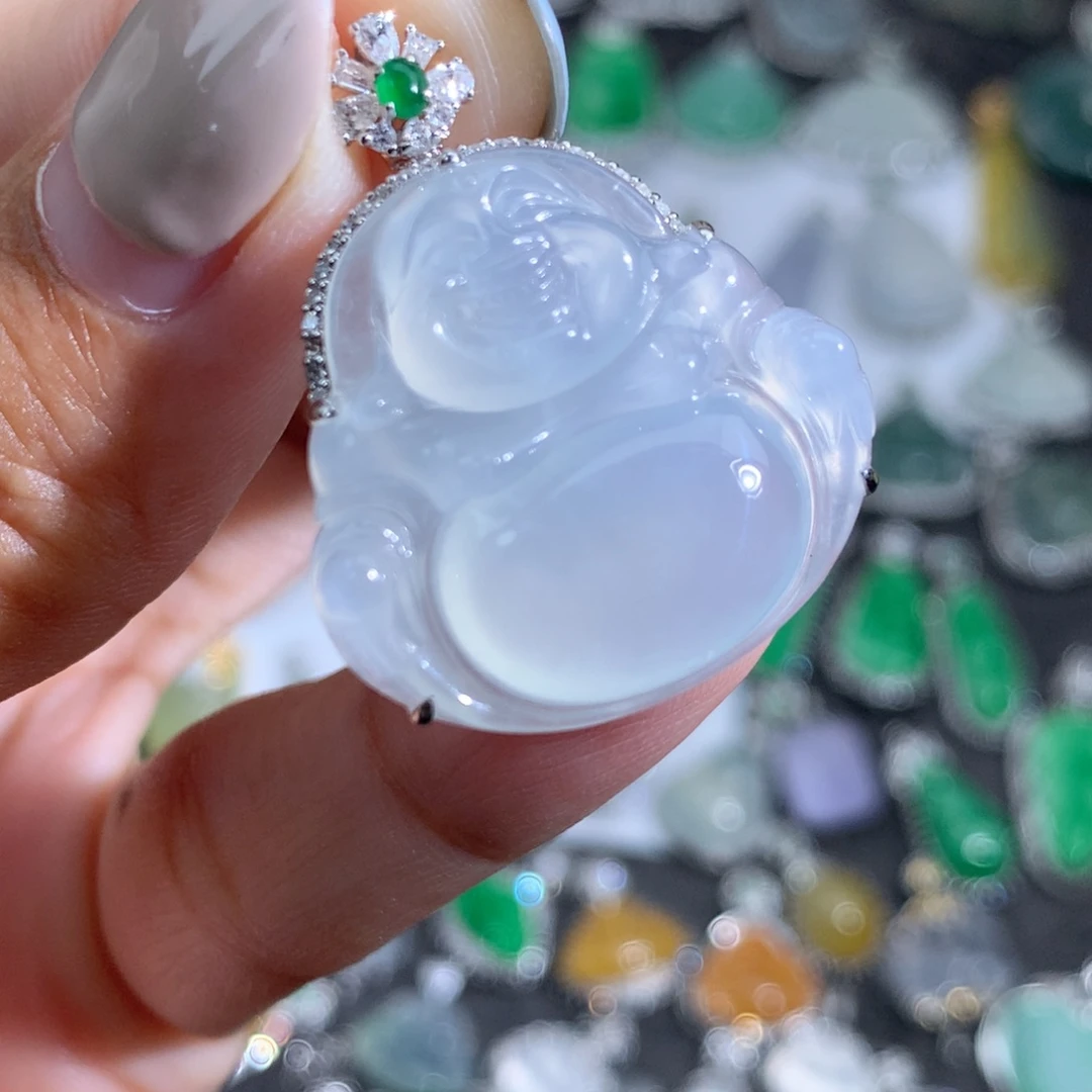 翡翠18K金镶嵌吊坠(不含链)佛公