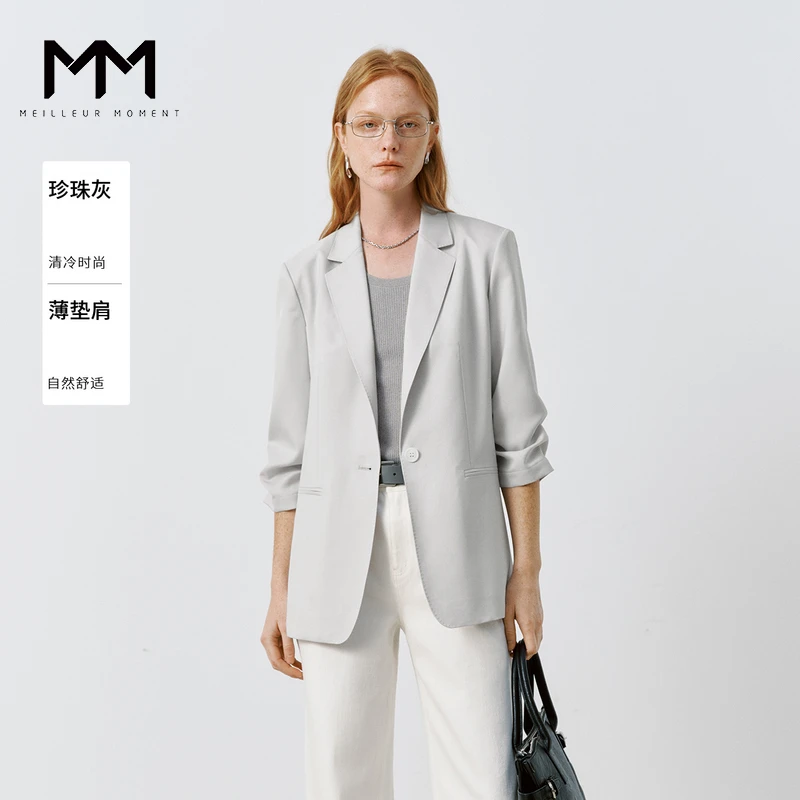 MM麦檬商场同款高智欧若风西装中袖通勤西服外套春新品5G2210311