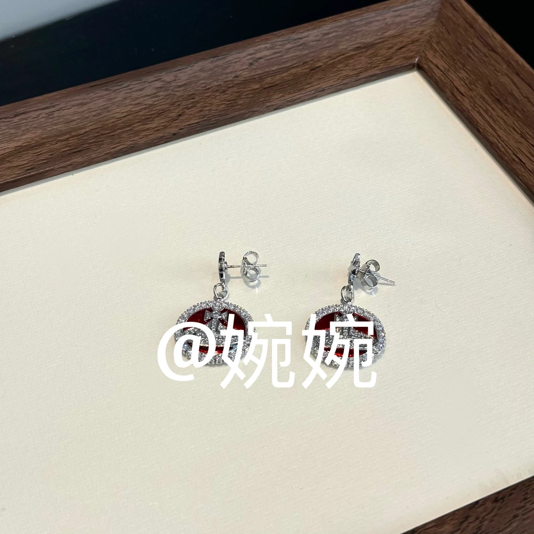 铜合金锆石耳饰 1173红色滴油快乐星球耳环