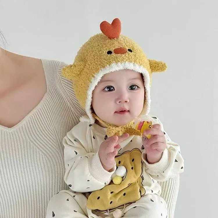婴儿帽子秋冬款超萌新生宝宝卡通毛线帽冬天男女小月龄保暖护耳帽