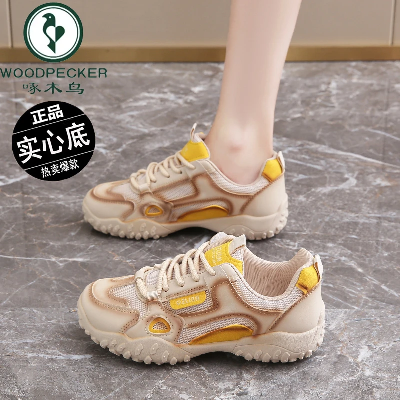 啄木鸟断码特价时尚小白鞋女款2025夏季舒适百搭软底透气跑步鞋女