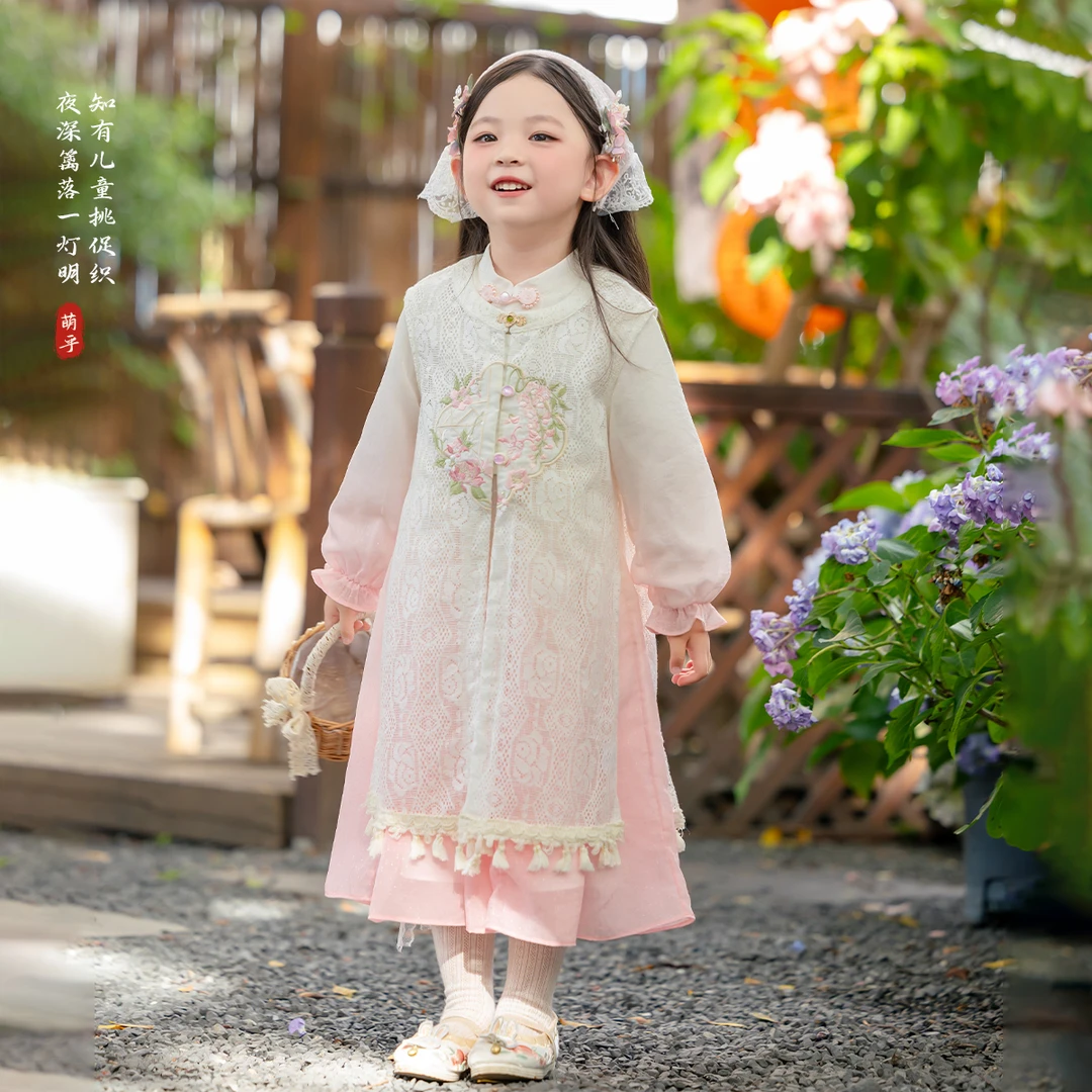 【织梦】女童明制比甲套装新中式汉服2025夏季儿童超仙宝宝国风套装