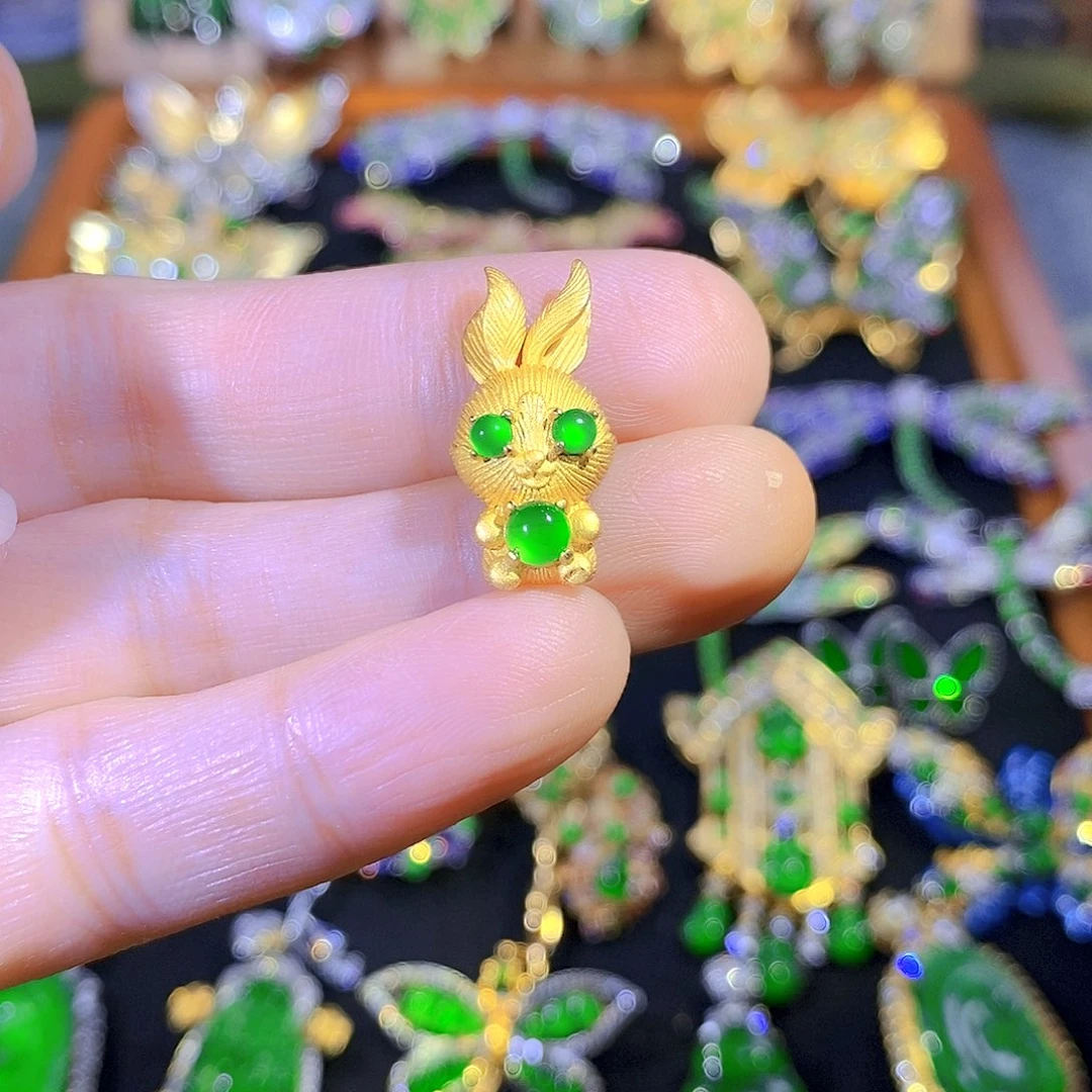 吊坠(不含链)银S925镶嵌翡翠