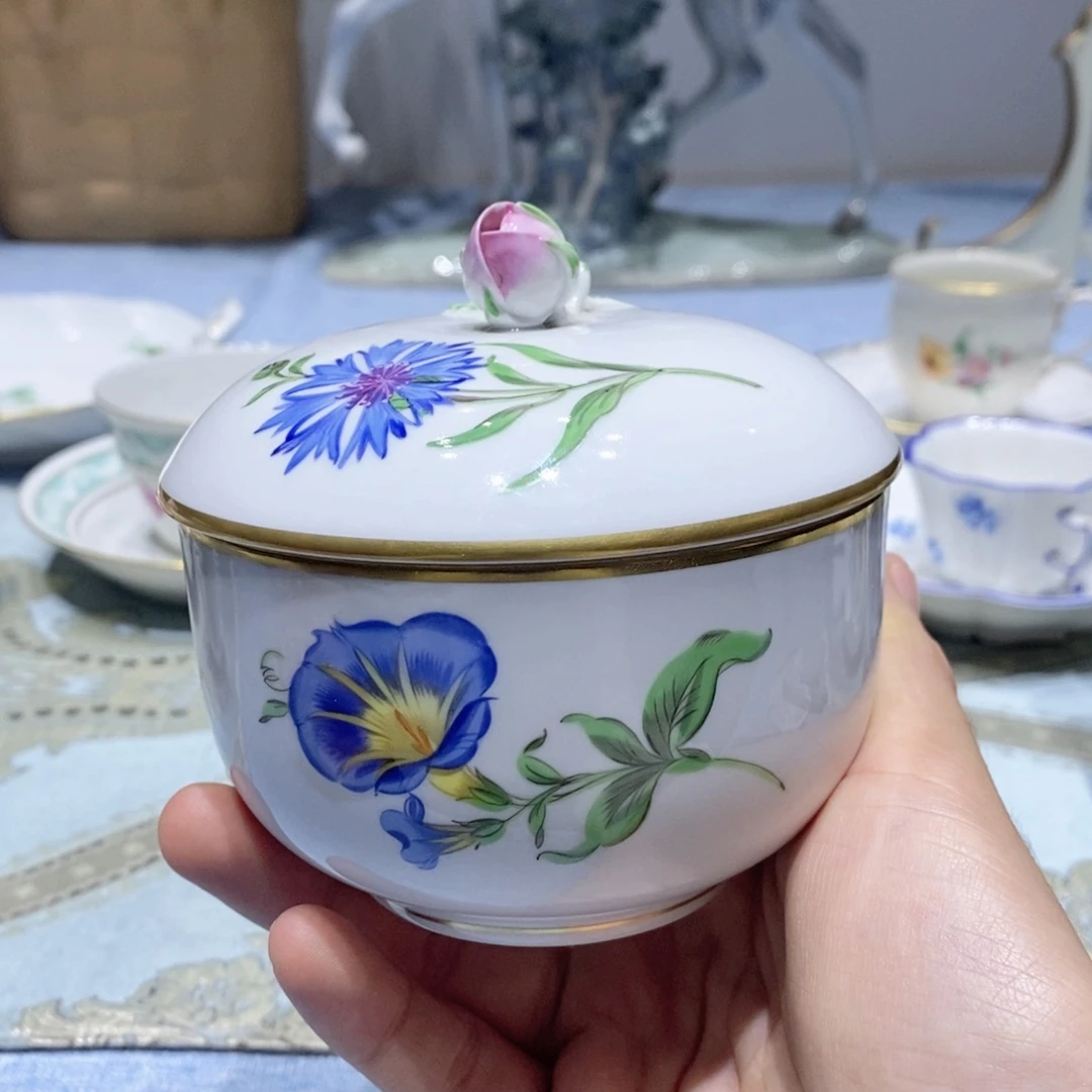 瓷片梅森二等花卉大号糖罐花妞有飞皮