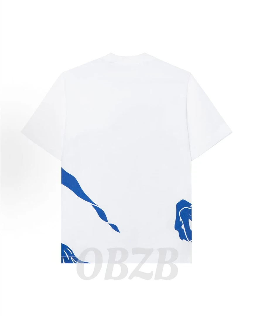 OBZB【B男女同款短袖】白色马术骑士印花舒适时尚潮流百搭4009