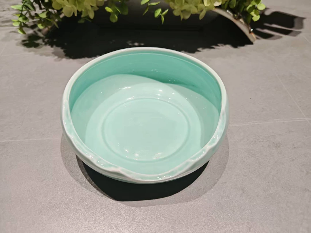 创意凉菜盘绿釉缺口碗水果沙拉碗