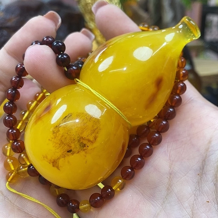 琥珀未镶嵌戒指小***吊坠