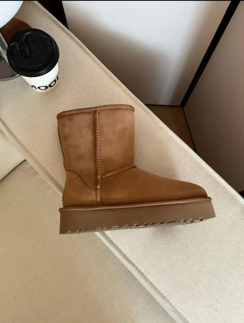 【5825厚底3cm-全新未拆封】桑坡羊皮毛一体5825雪地靴