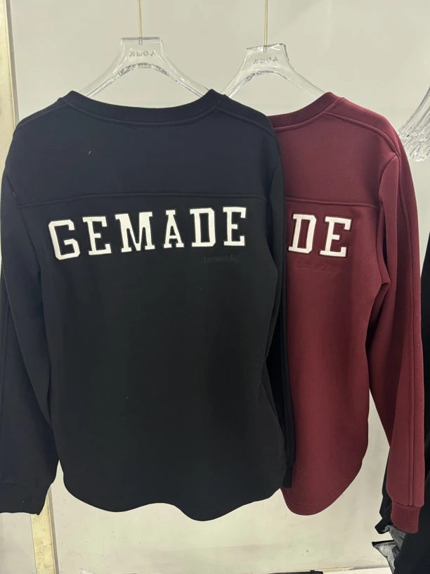 大码男装圆领圆弧下摆散口卫衣长袖加绒时尚休闲百搭