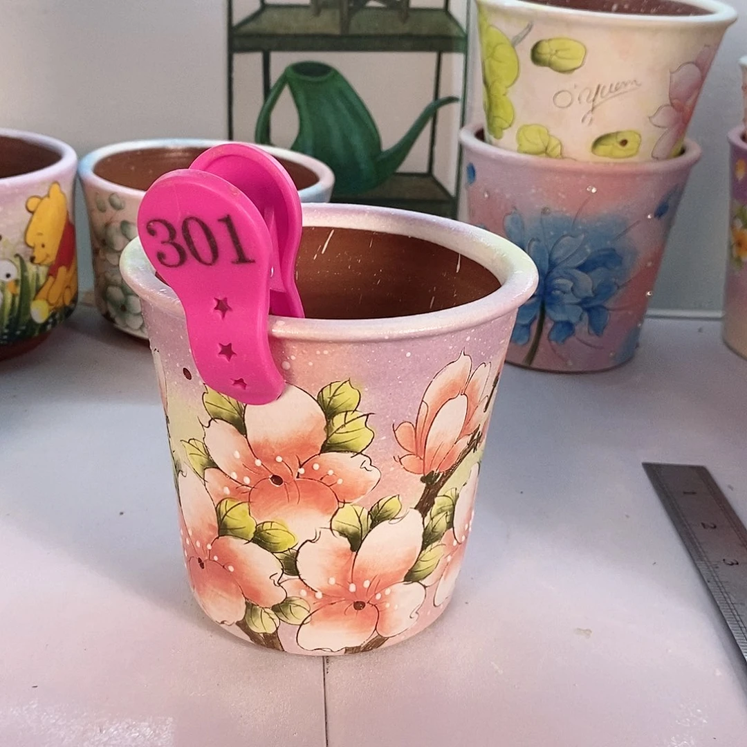 红泥花盆红陶手绘花盆