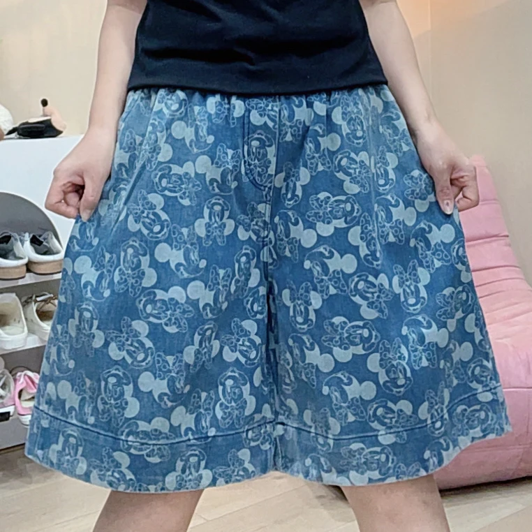 474夏季爆款米奇印花短裤女百搭洋气