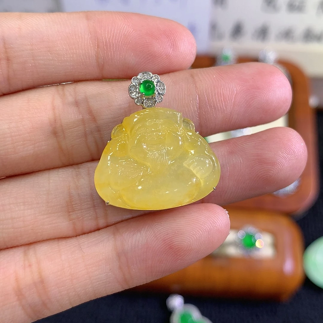 【闪购商品】吊坠(不含链)18K金镶嵌翡翠财神
