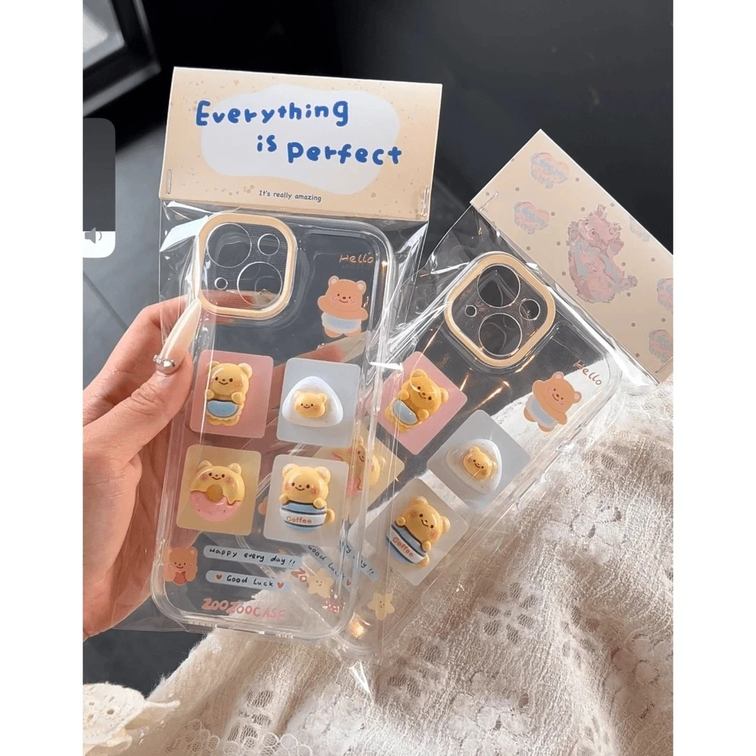 Lucky黄油小熊配件适用iPhone16苹果15手机壳华为vivo小米oppo套