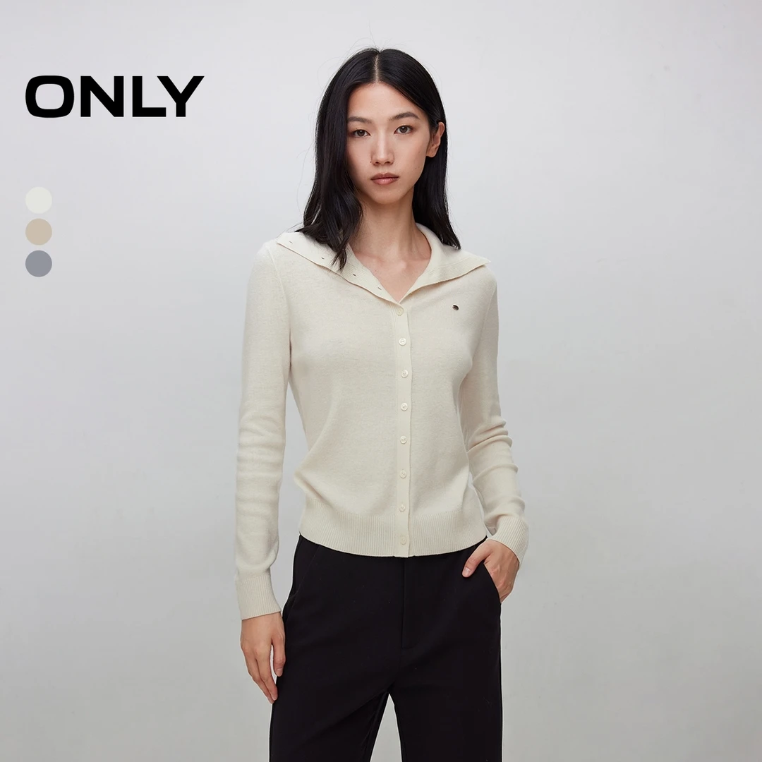 ONLY2025秋季新款时髦两穿领型含绵羊毛开衫针织衫女|12543A004
