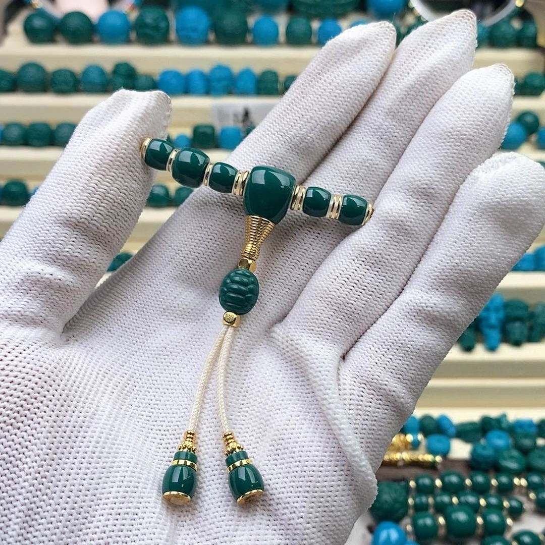 琉璃颈饰科技平替 油绿色10分体三通套装