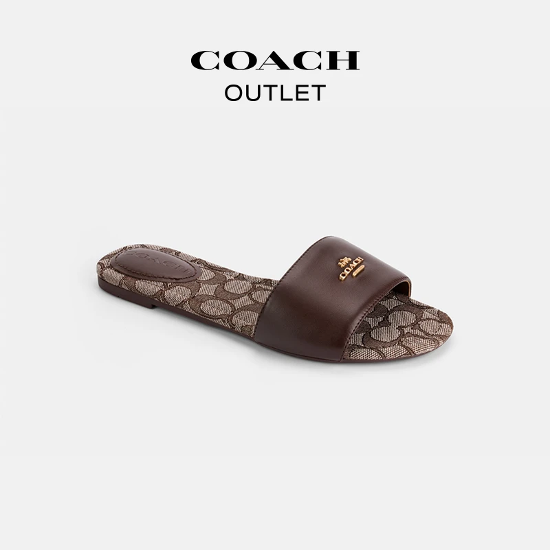 COACH/蔻驰 女士时尚休闲经典标志SLIDE凉鞋 平底拖鞋夏季女鞋