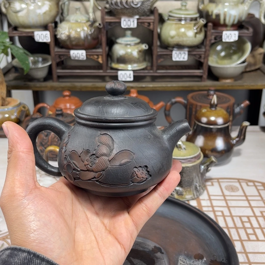 200cc菩提纹潘壶，建水紫陶全
