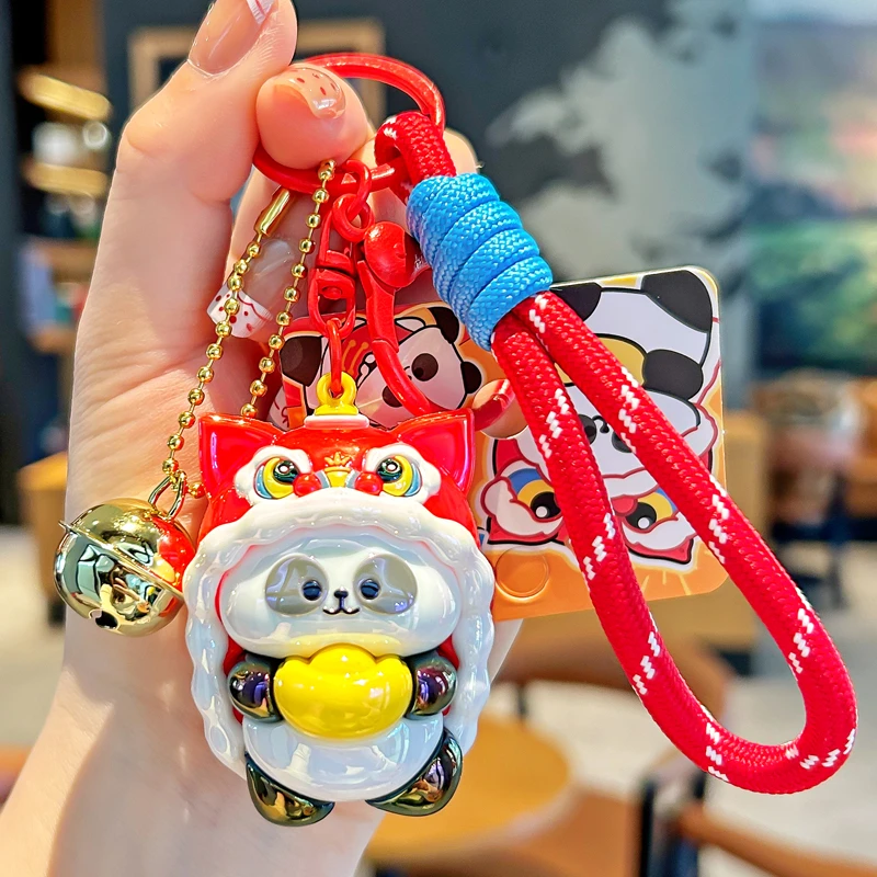 国潮醒狮元宝熊猫钥匙扣2025新款本命年吉祥物公仔中国风新年礼物